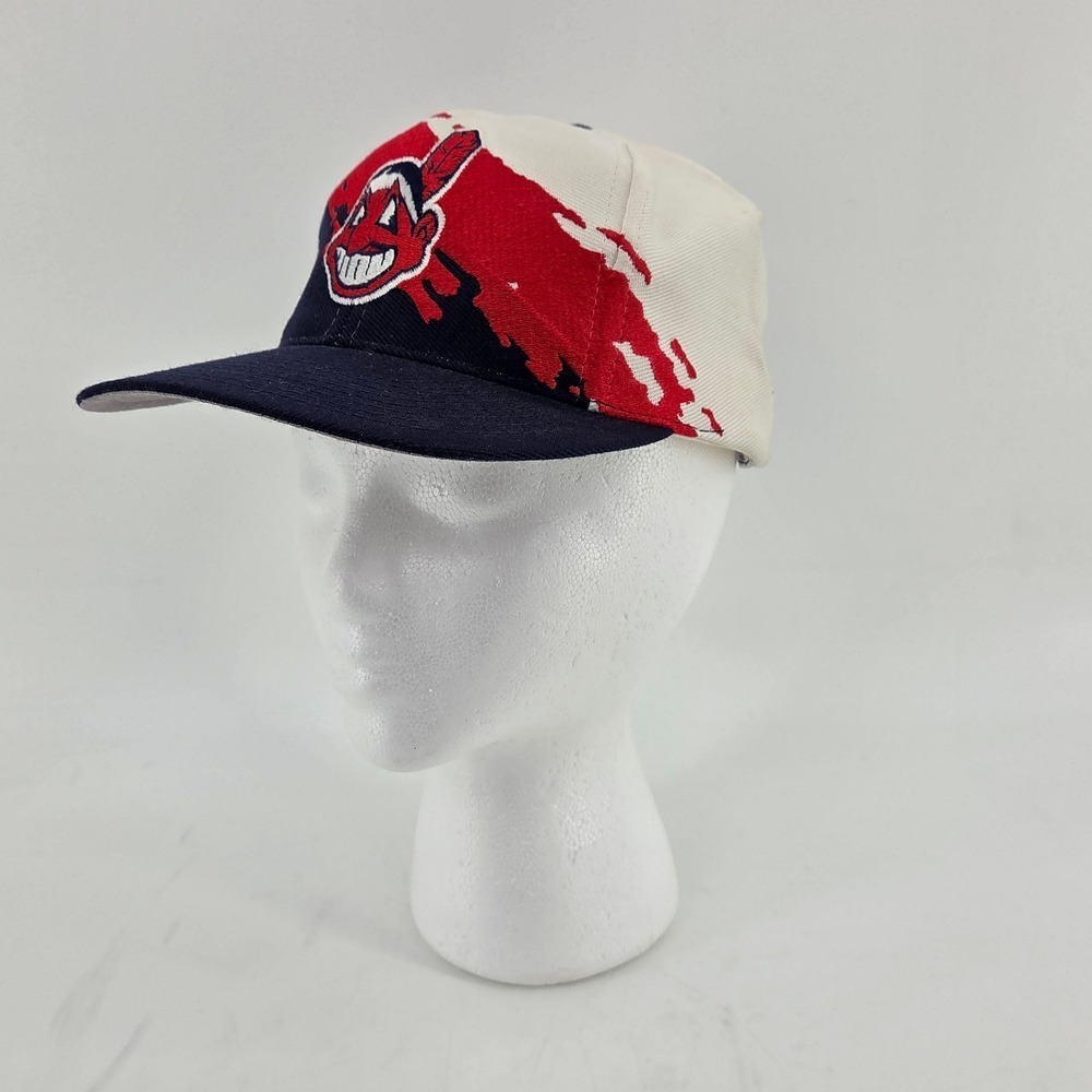 Cleveland Indians Chief Wahoo Splash Vintage 90s Logo 7 Snapback Hat Cap MLB